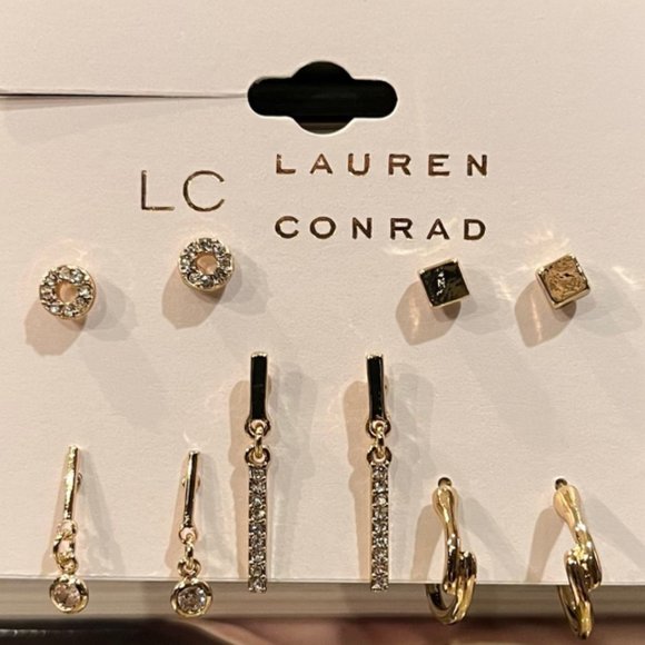 ✨ NWT - LC Lauren Conrad 5-pk. Stud, Hoop & Drop Earring Set ✨ - Picture 2 of 4